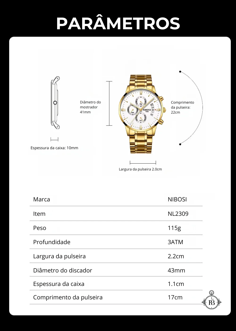 Relógio Nibosi Dourado 0993